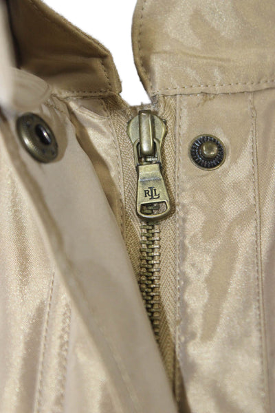 Lauren Ralph Lauren Women Military Jacket Beige Buckle Sleeveless Size M