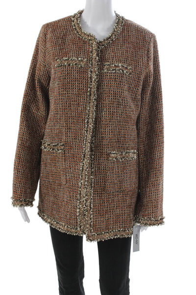WD NY Womens Basic Checked Polyester Jacket Multicolor Long Sleeve Size XL