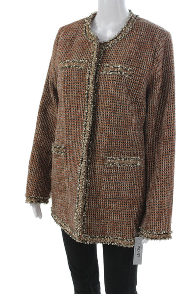 WD NY Womens Basic Checked Polyester Jacket Multicolor Long Sleeve Size XL