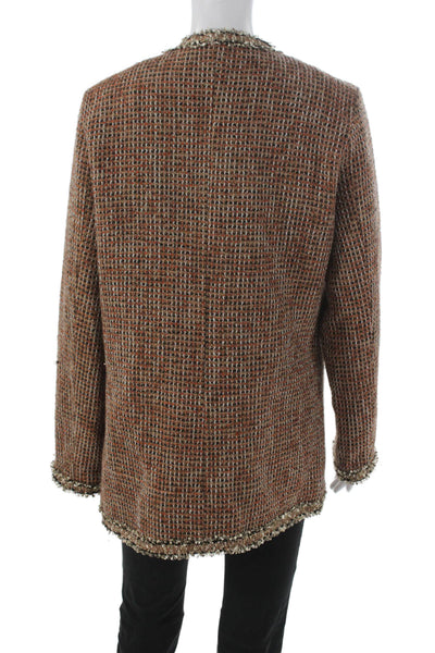 WD NY Womens Basic Checked Polyester Jacket Multicolor Long Sleeve Size XL