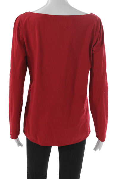 Lafayette 148 New York Women Red Long Sleeve Boat Neck T-Shirt Size M