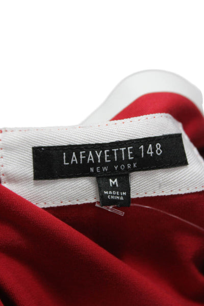 Lafayette 148 New York Women Red Long Sleeve Boat Neck T-Shirt Size M