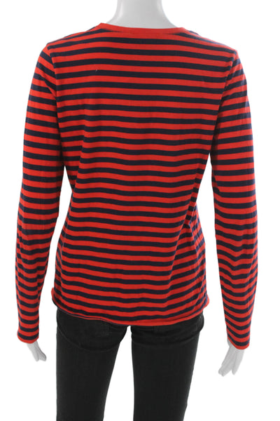 Ralph Lauren Sport Women Red Striped Long Sleeve T-Shirt Size L