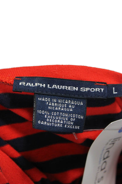 Ralph Lauren Sport Women Red Striped Long Sleeve T-Shirt Size L