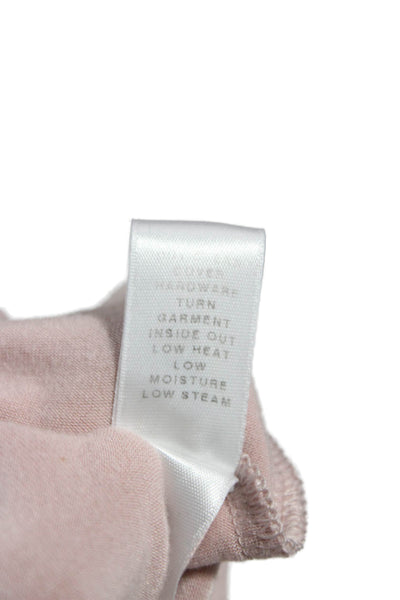 St. John Women Basic T-Shirt Pink Cotton Scoop Neck Long Sleeve Size L