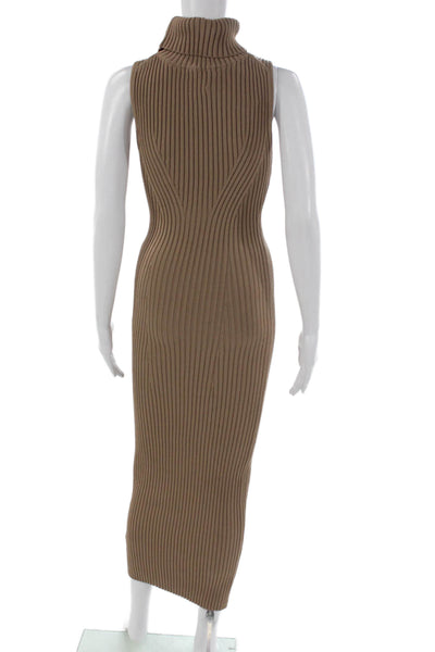 ASTR Women Bodycon Dress Long Turtleneck Sleeveless Brown Viscose Size XS