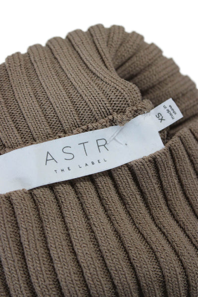 ASTR Women Bodycon Dress Long Turtleneck Sleeveless Brown Viscose Size XS