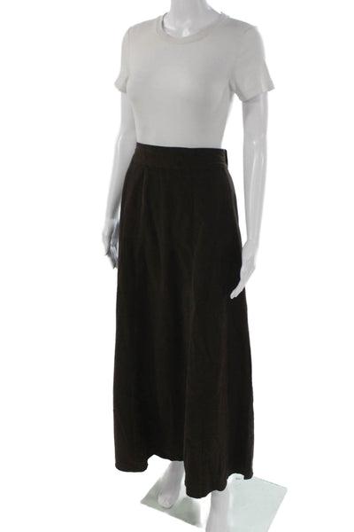 Madison Mathews Womens A-Line Long Cotton Skirt Brown Zip Size S