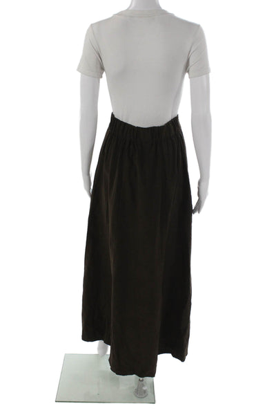 Madison Mathews Womens A-Line Long Cotton Skirt Brown Zip Size S