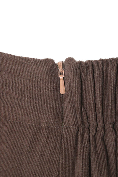Madison Mathews Womens A-Line Long Cotton Skirt Brown Zip Size S
