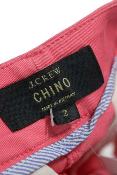 J Crew Womens Chino Shorts Pink 97% Cotton Zip Size 2