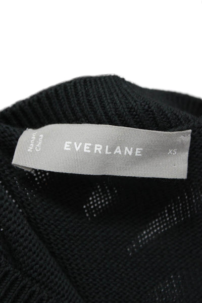 Everlane Womens Black Cotton Crewneck Pullover Sweater Long Sleeve Size XS