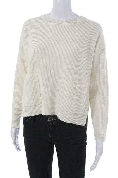 Madewell Women Pullover Sweater Ivory Cotton Crew Neck Long Sleeve Size XS
