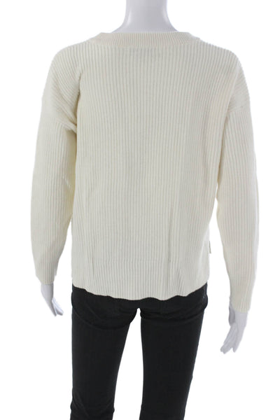 Madewell Women Pullover Sweater Ivory Cotton Crew Neck Long Sleeve Size XS