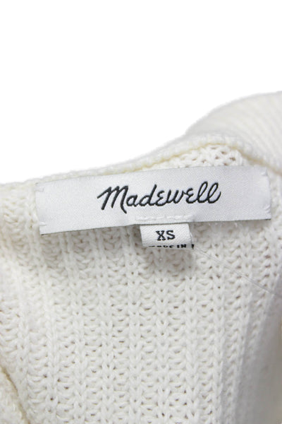 Madewell Women Pullover Sweater Ivory Cotton Crew Neck Long Sleeve Size XS