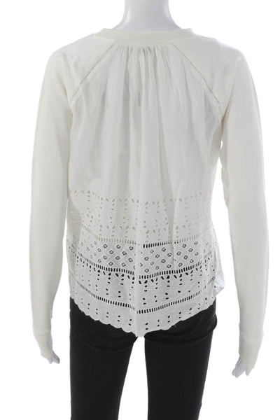 J Crew Womens Basic Cotton Crewneck Long Sleeve Blouse Size XS