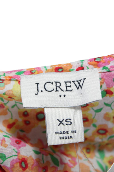 J Crew Women Shift Blouse Multicolor Round Neck 3/4 Sleeve Floral Size XS