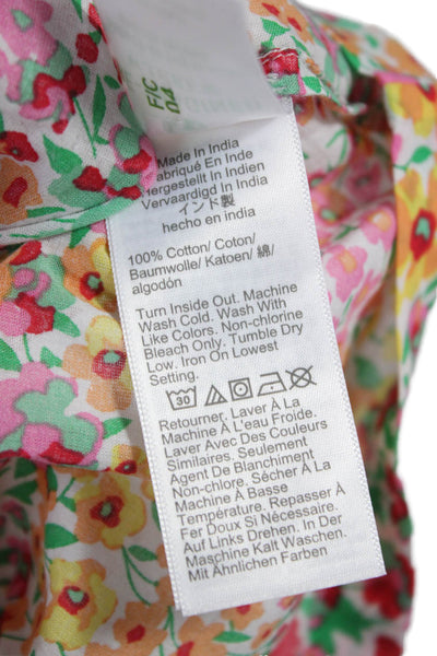 J Crew Women Shift Blouse Multicolor Round Neck 3/4 Sleeve Floral Size XS