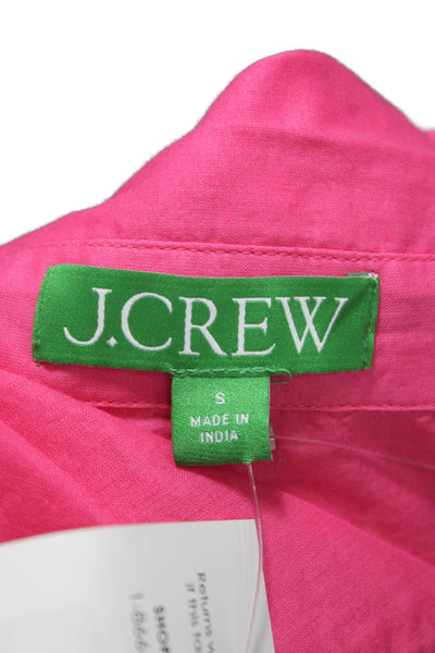 J Crew Women Tunic Blouse Collared Long Sleeve Pink Cotton Size S