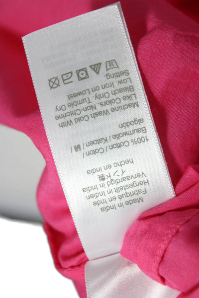 J Crew Women Tunic Blouse Collared Long Sleeve Pink Cotton Size S