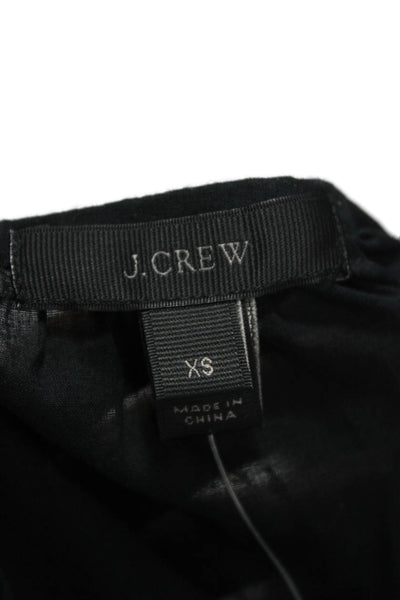 J Crew Women Shift Blouse Black V-Neck 3/4 Sleeve 100% Cotton Size XS
