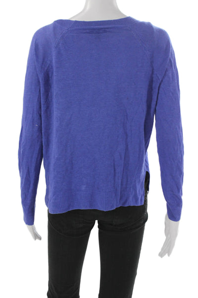 J Crew Womens Pullover Sweater Linen Long Sleeve Round Neck Blue Size XS