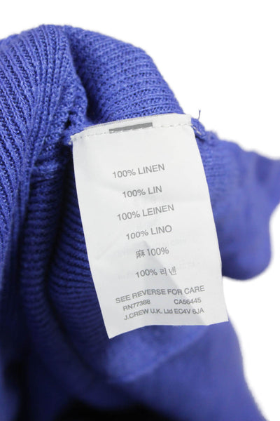 J Crew Womens Pullover Sweater Linen Long Sleeve Round Neck Blue Size XS