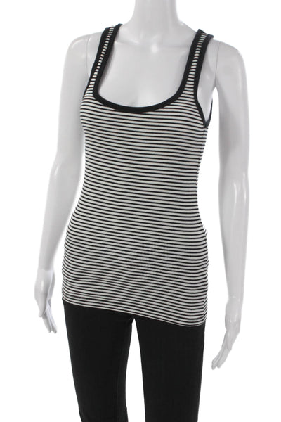 J Crew Women Basic Striped Black Scoop Neck Cotton Tank Size S