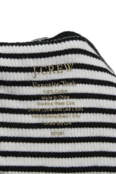 J Crew Women Basic Striped Black Scoop Neck Cotton Tank Size S