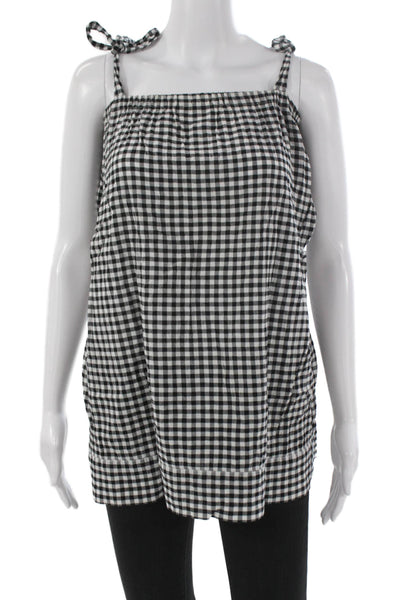 J Crew Womens Camisole Black Check Square Neck Cotton Size XS