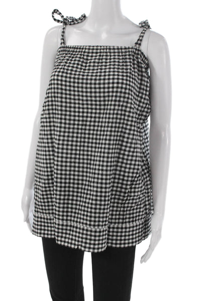 J Crew Womens Camisole Black Check Square Neck Cotton Size XS