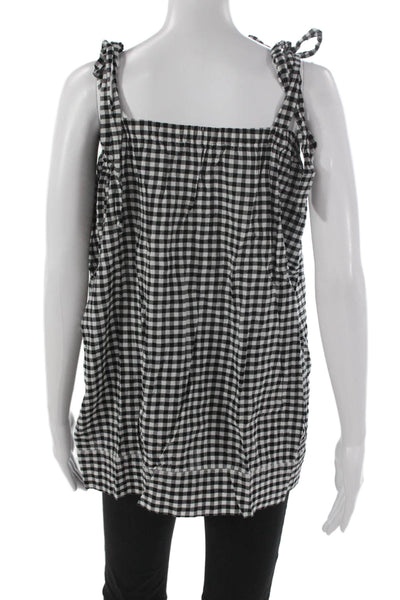 J Crew Womens Camisole Black Check Square Neck Cotton Size XS