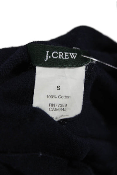 J Crew Women Cotton V Neck Pullover Sweater Blue Long Sleeve Solid Size S