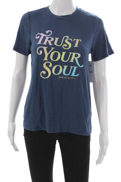 Spiritual Gangster Womens Basic Short Sleeve Crewneck T-Shirt Blue Size S