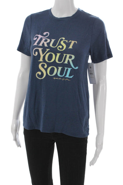Spiritual Gangster Womens Basic Short Sleeve Crewneck T-Shirt Blue Size S