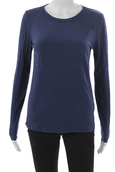 J Crew Womens Basic Cotton Crew Neck Long Sleeve T-Shirt Blue Size S