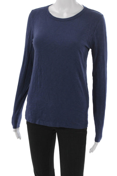 J Crew Womens Basic Cotton Crew Neck Long Sleeve T-Shirt Blue Size S