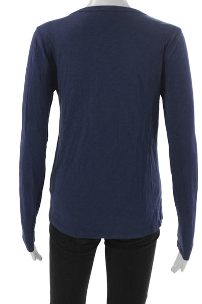 J Crew Womens Basic Cotton Crew Neck Long Sleeve T-Shirt Blue Size S