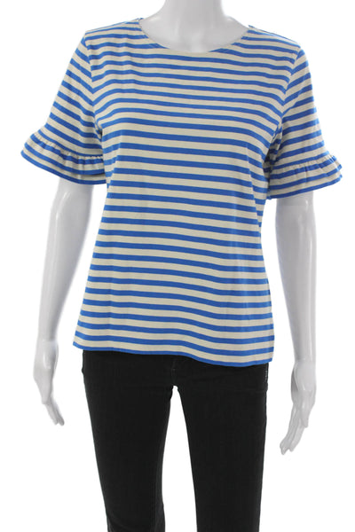 J Crew Womens Blue Striped Cotton Short Sleeve Basic T-Shirt Nautical Size S