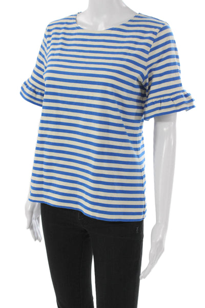 J Crew Womens Blue Striped Cotton Short Sleeve Basic T-Shirt Nautical Size S