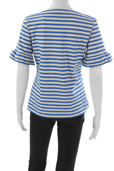 J Crew Womens Blue Striped Cotton Short Sleeve Basic T-Shirt Nautical Size S