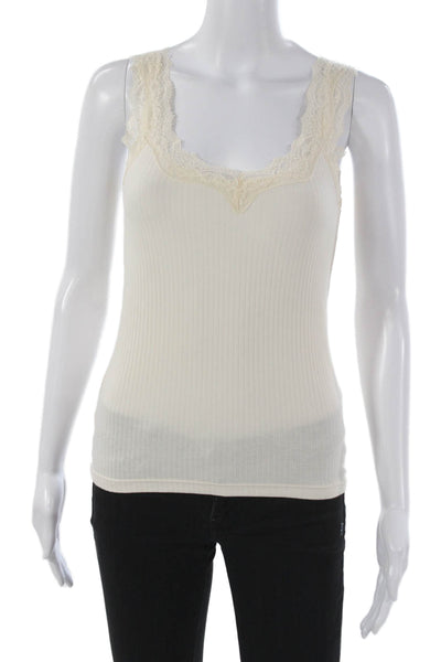 J Crew Womens Ivory Scoop Neck Camisole 57% Cotton Size XS