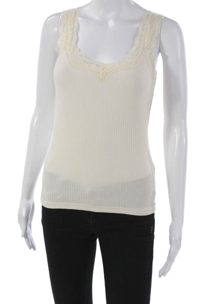 J Crew Womens Ivory Scoop Neck Camisole 57% Cotton Size XS
