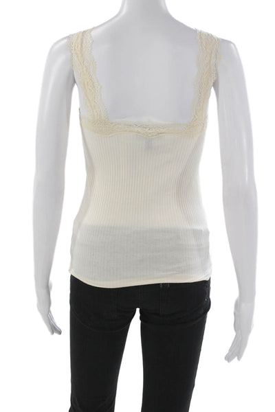 J Crew Womens Ivory Scoop Neck Camisole 57% Cotton Size XS