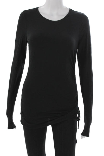 Lululemon Women Black Basic Cotton Long Sleeve T-Shirt Round Neck Size XS