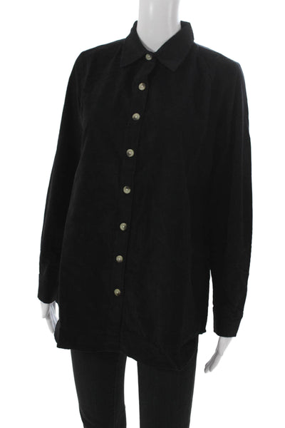 Madison Mathews Womens Basic Collared Button-Up Black Cotton Long Sleeve Size S
