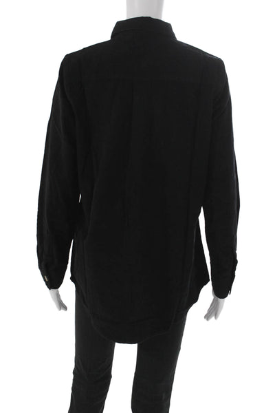 Madison Mathews Womens Basic Collared Button-Up Black Cotton Long Sleeve Size S