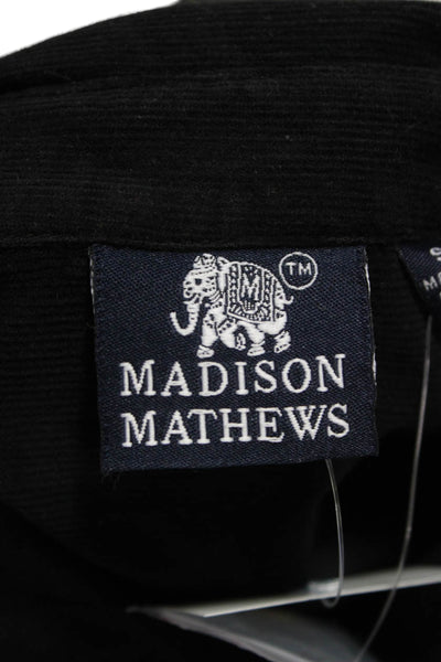 Madison Mathews Womens Basic Collared Button-Up Black Cotton Long Sleeve Size S