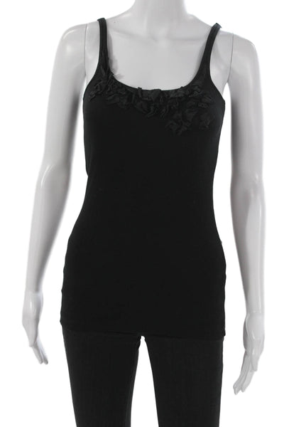 J Crew Womens Basic Sleeveless Scoop Neck Black Cotton Tank Size S