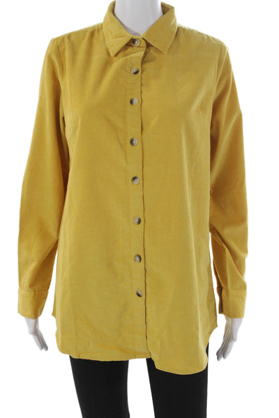 Madison Mathews Womens Basic Yellow Button-Up Cotton Long Sleeve Size S